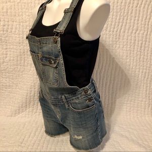 Denim short overalls